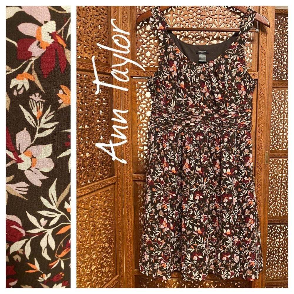 🚺 Ann Taylor brown floral sleeveless dress